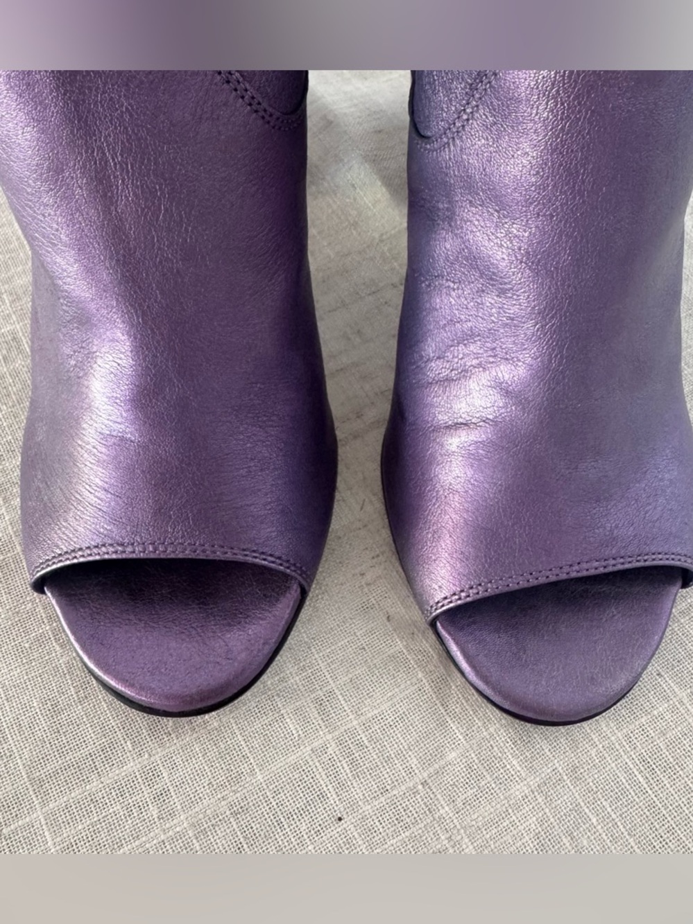 Claire Venezia Metallic Purple Leather Peep Toe Ankle Booties EU 37 - Picture 5 of 15